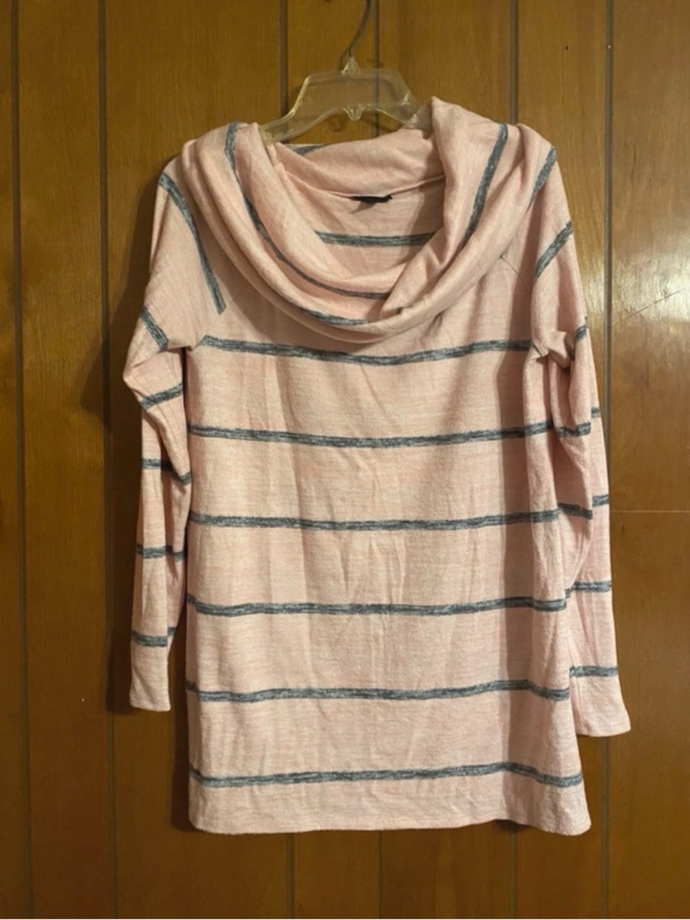 a.n.a Pink and Navy Striped Cowl Neck Sweater Size M